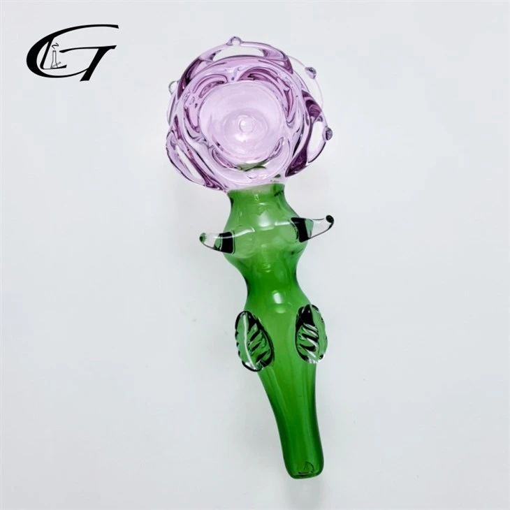 Glass Rose Hand Pipe